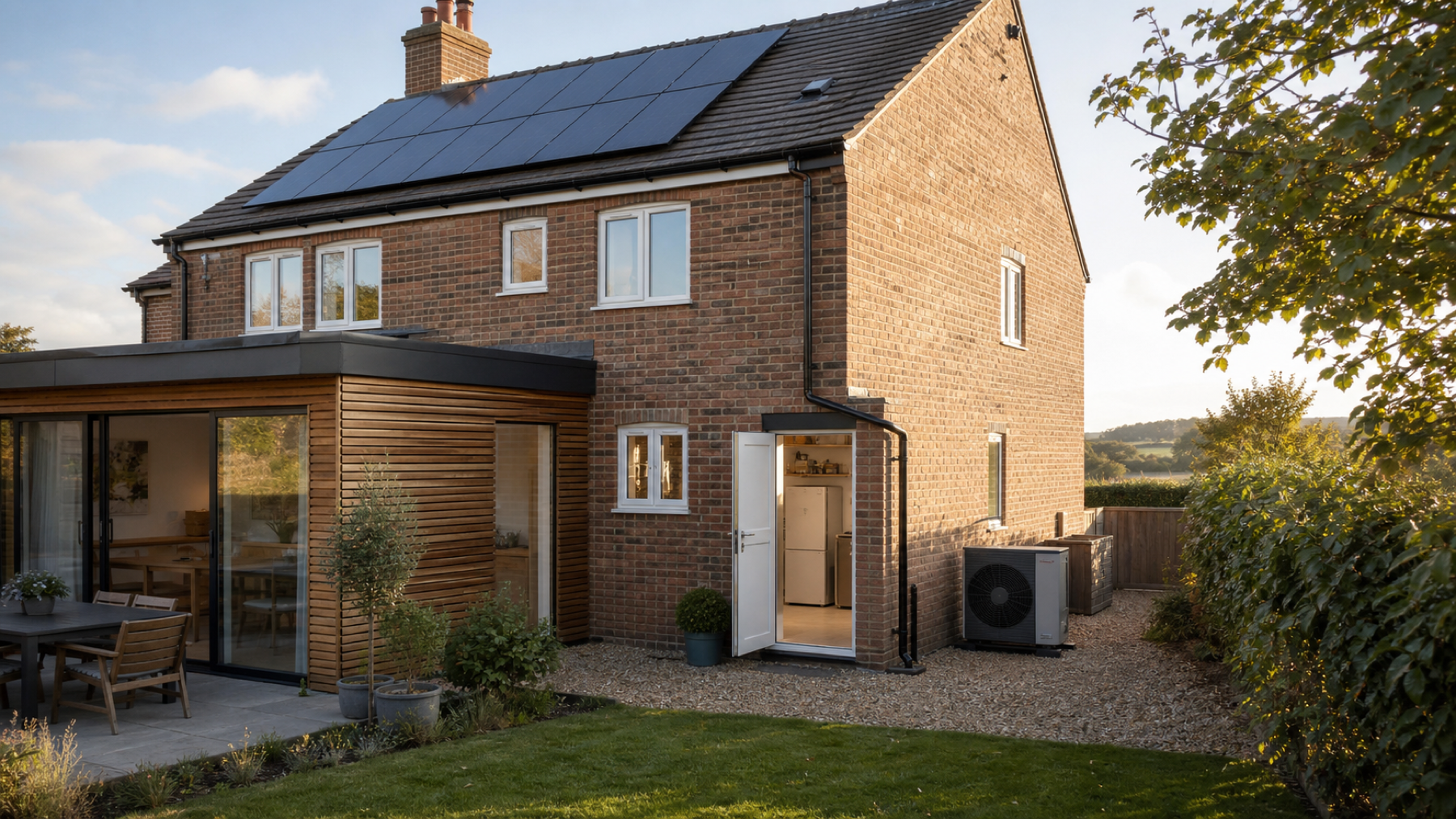 A British home with rooftop solar panels