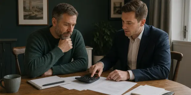 British landlord discussing property improvement finance with an adviser