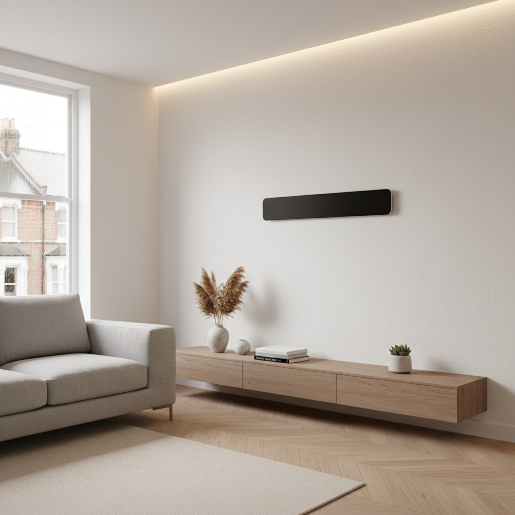 Infrared heating panel in UK home