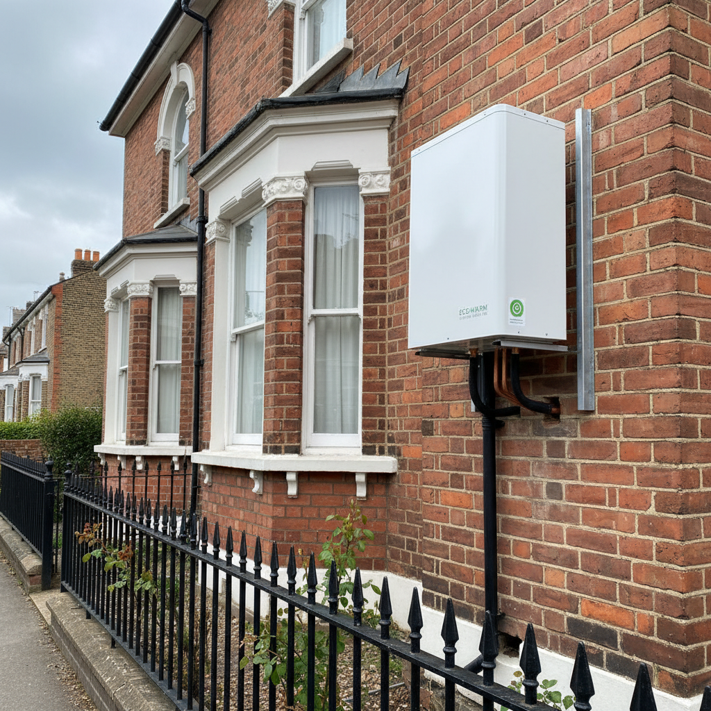 Air source heat pump on UK home